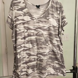 Gray and white camo tee
